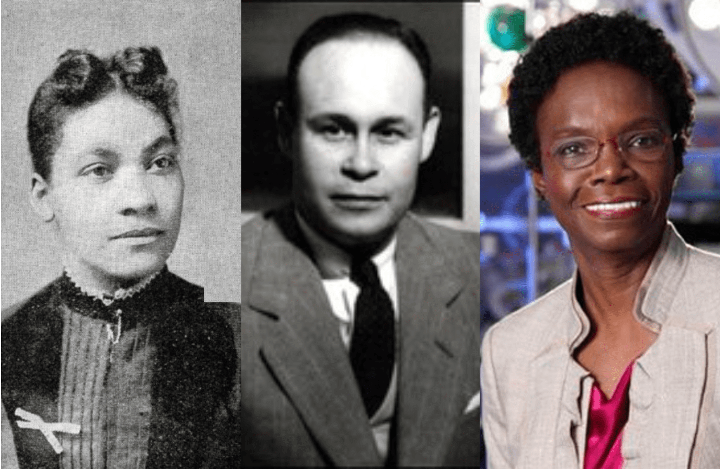 Three panel image of Dr. Rebecca Lee Crumpler, Dr. Charles Drew, and Dr. Velma Scantlebury-White
