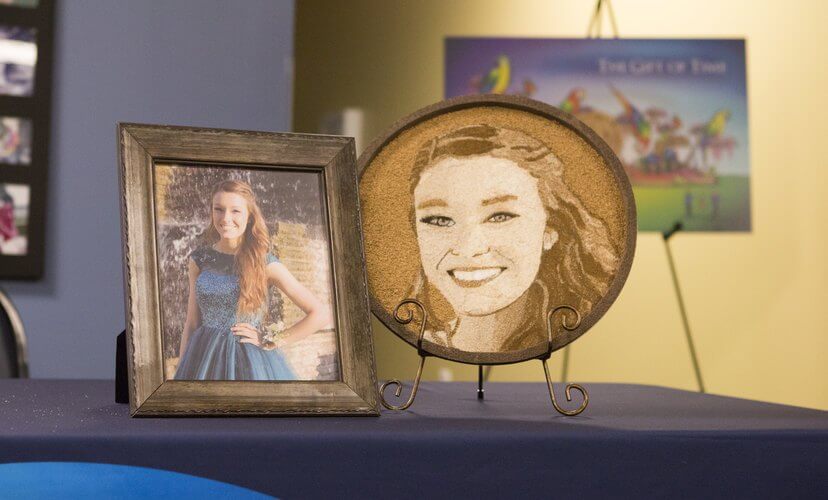 Pictures on a table.
