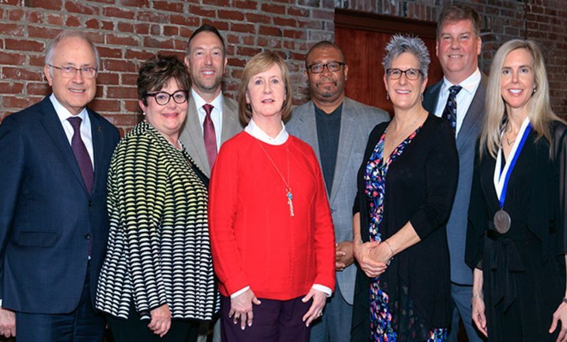 From left to right: Dr. Wilmott, Diane Brockmeier, Paul Ross, Candace Jennings, Dr. Henry Randall, Jane Beckman, ?