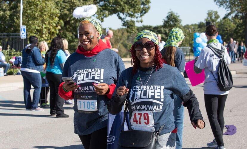 Two women walk in the 2019 Celebrate Life 5K.