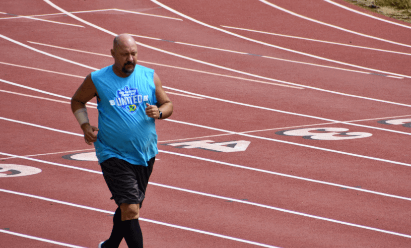 Klein running during Track & Field Day at the 2022 Transplant Games