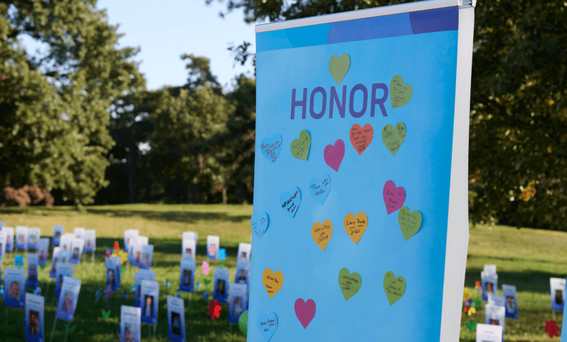 Part of the Honor wall at the 2022 Celebrate Life 5k