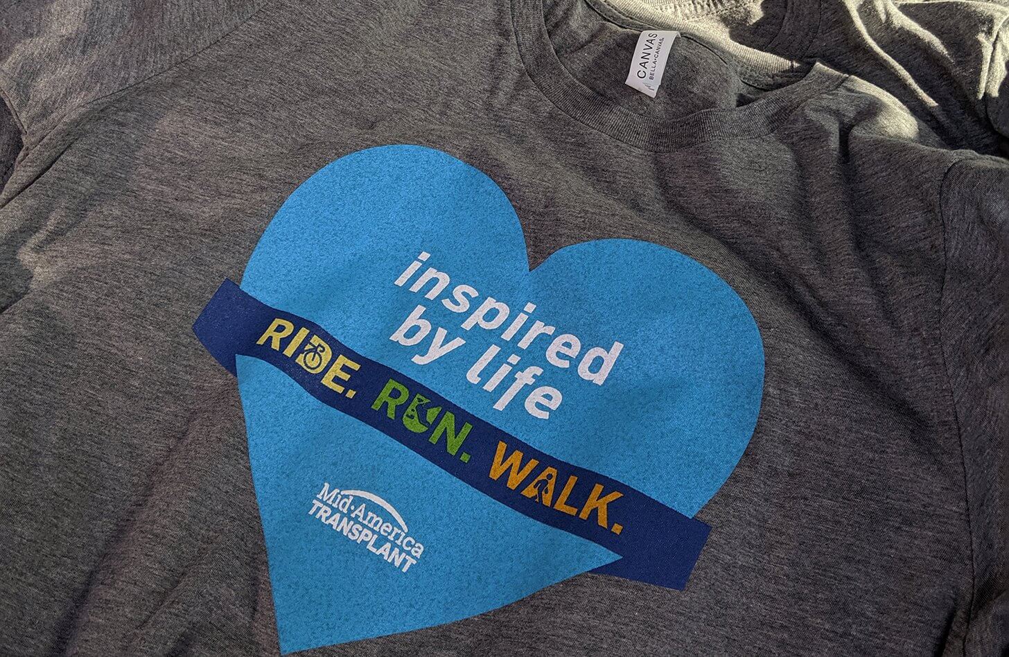 Special t-shirts were made for attendees of the Inspired by Life Ride Run Walk.