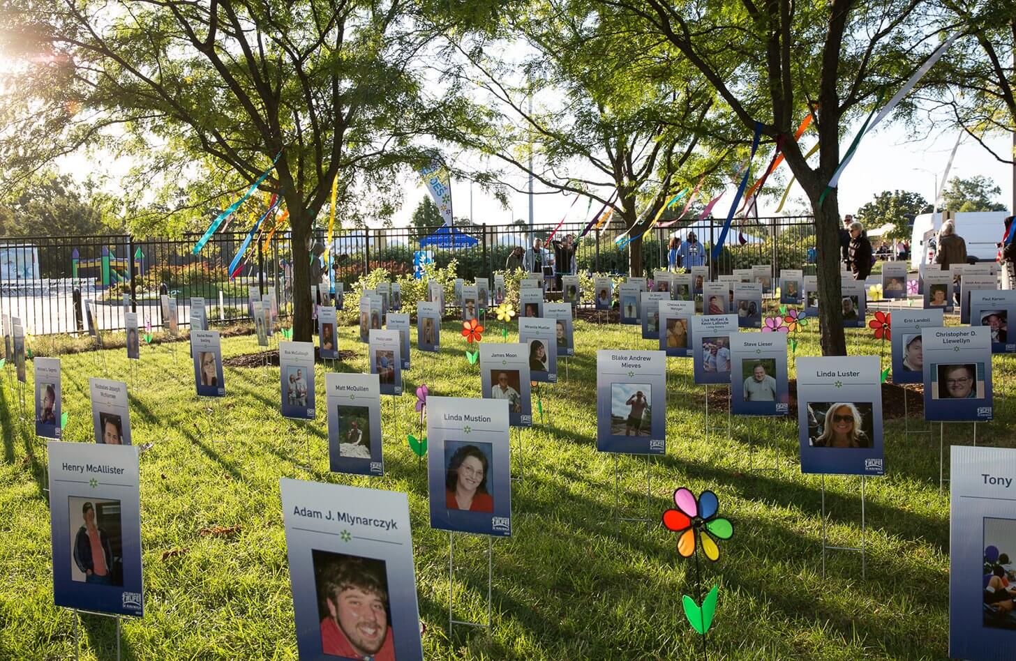 The early sunrise at Forest Park cast an inspiring light on the Garden of Heroes at the 2019 Celebrate Life 5K Run/Walk.