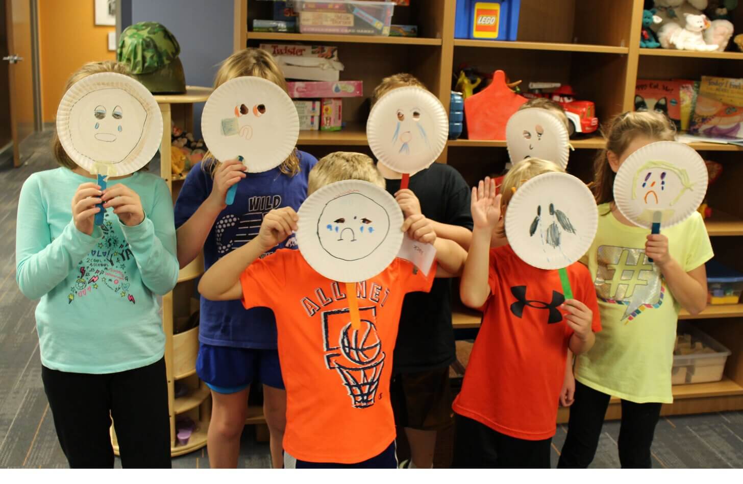 Children participate in a grief support activity at Lost and Found Grief Center.