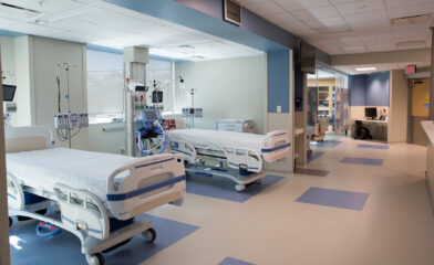 Hospital style beds in the style of an ICU